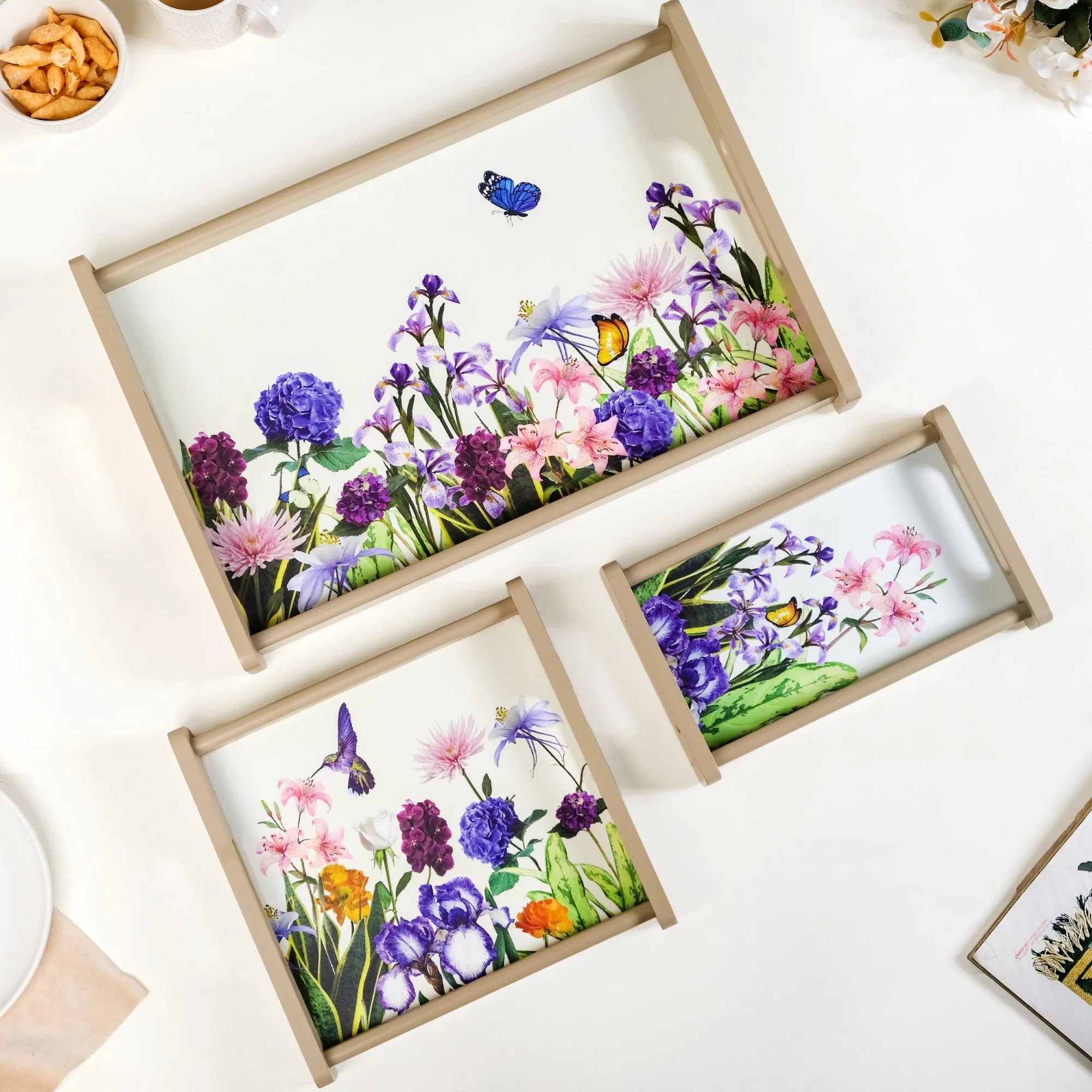 Spring Garden Nested Serving Tray Set Of 3 - Image 2