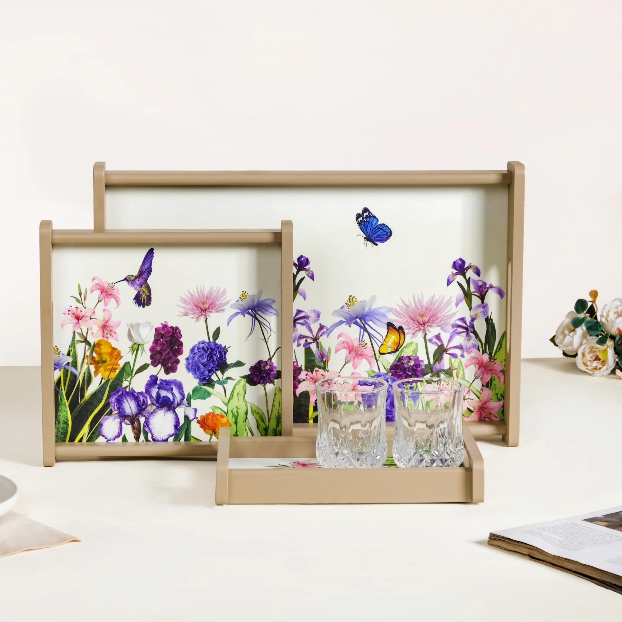 Spring Garden Nested Serving Tray Set Of 3 - Image 3