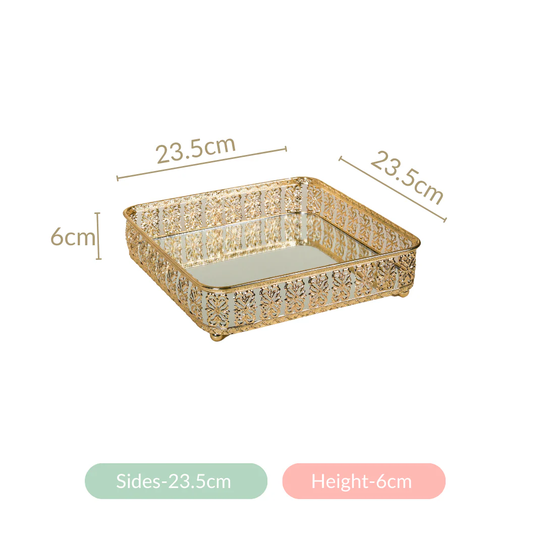 Square Decorative Mirror Tray Gold Large - Image 17