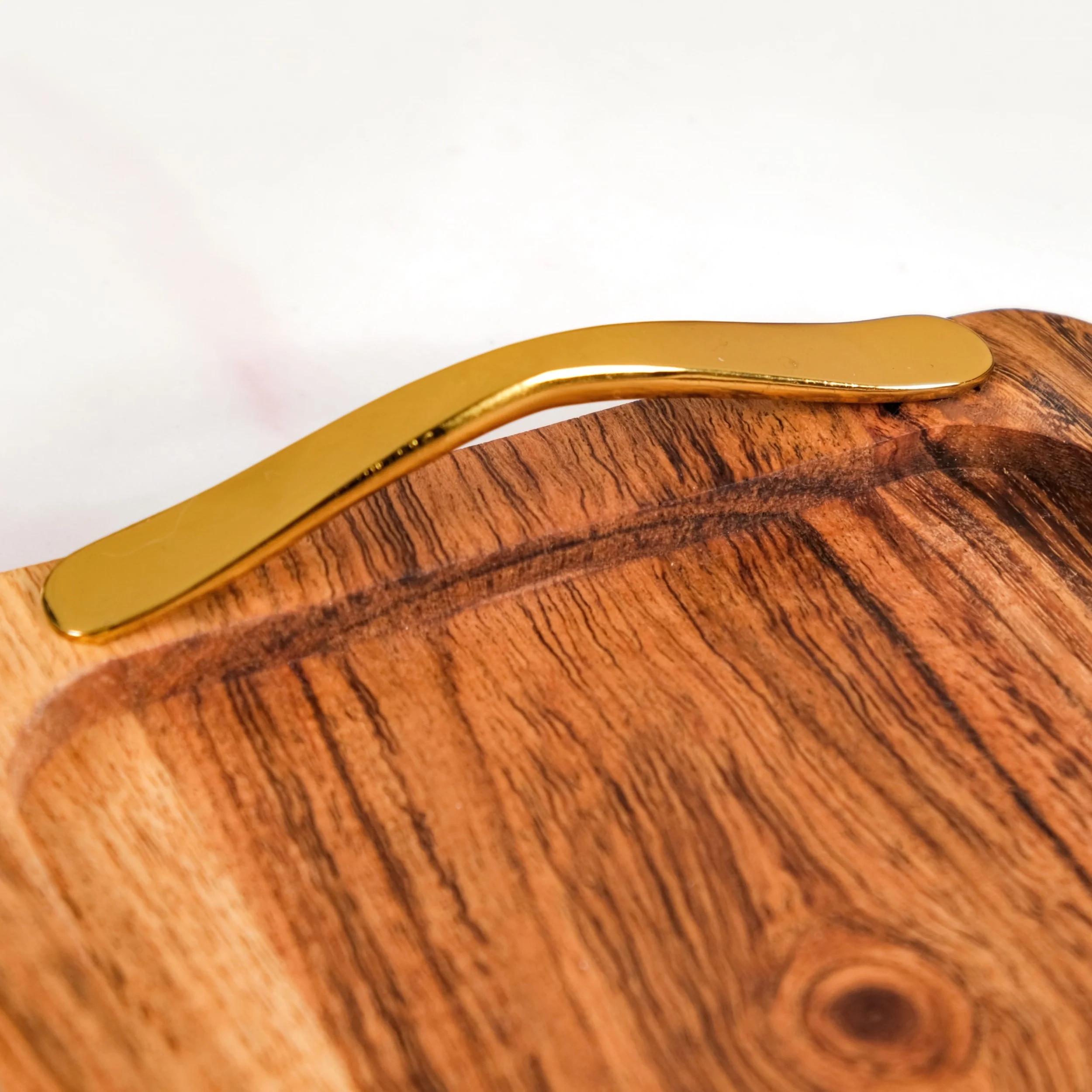 Square Wood Serving Tray With Gold Handles Set Of 2 - Image 8
