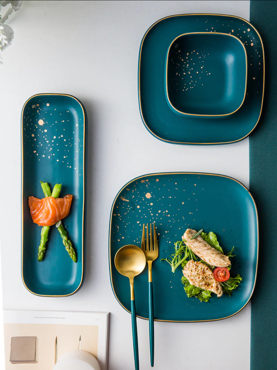 CARA square salad plate - midnight green - Image 4