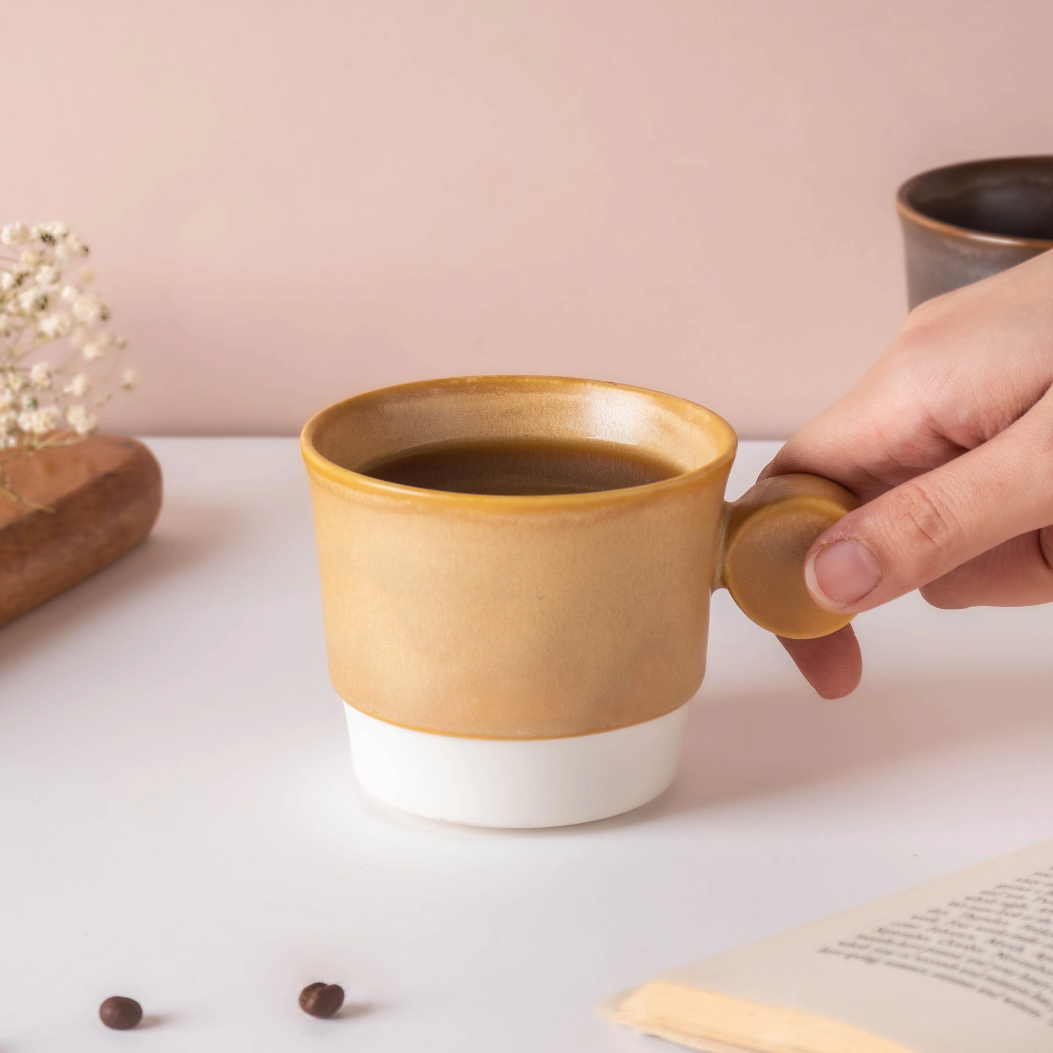 Stackable Ceramic Cup Beige 200 ml - Image 2