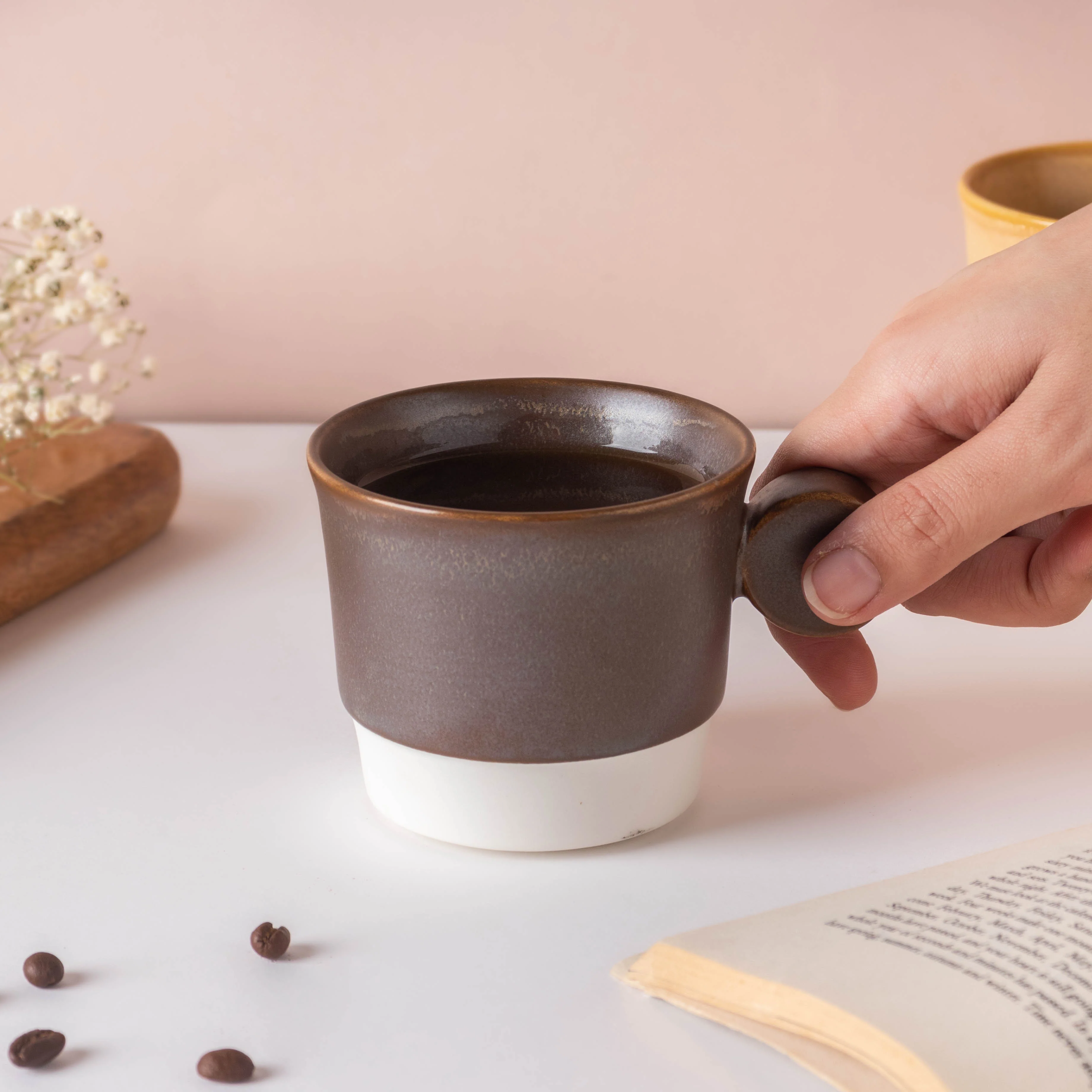 Stackable Ceramic Cup Brown 200 ml - Image 2