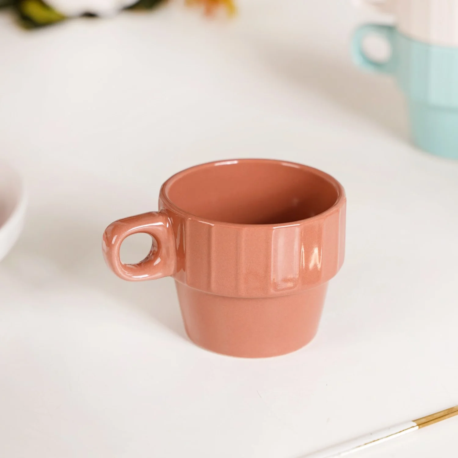 Stackable Mini Tea Cup Set Of 6 Kaori Sunset Hues 90ml - Image 9