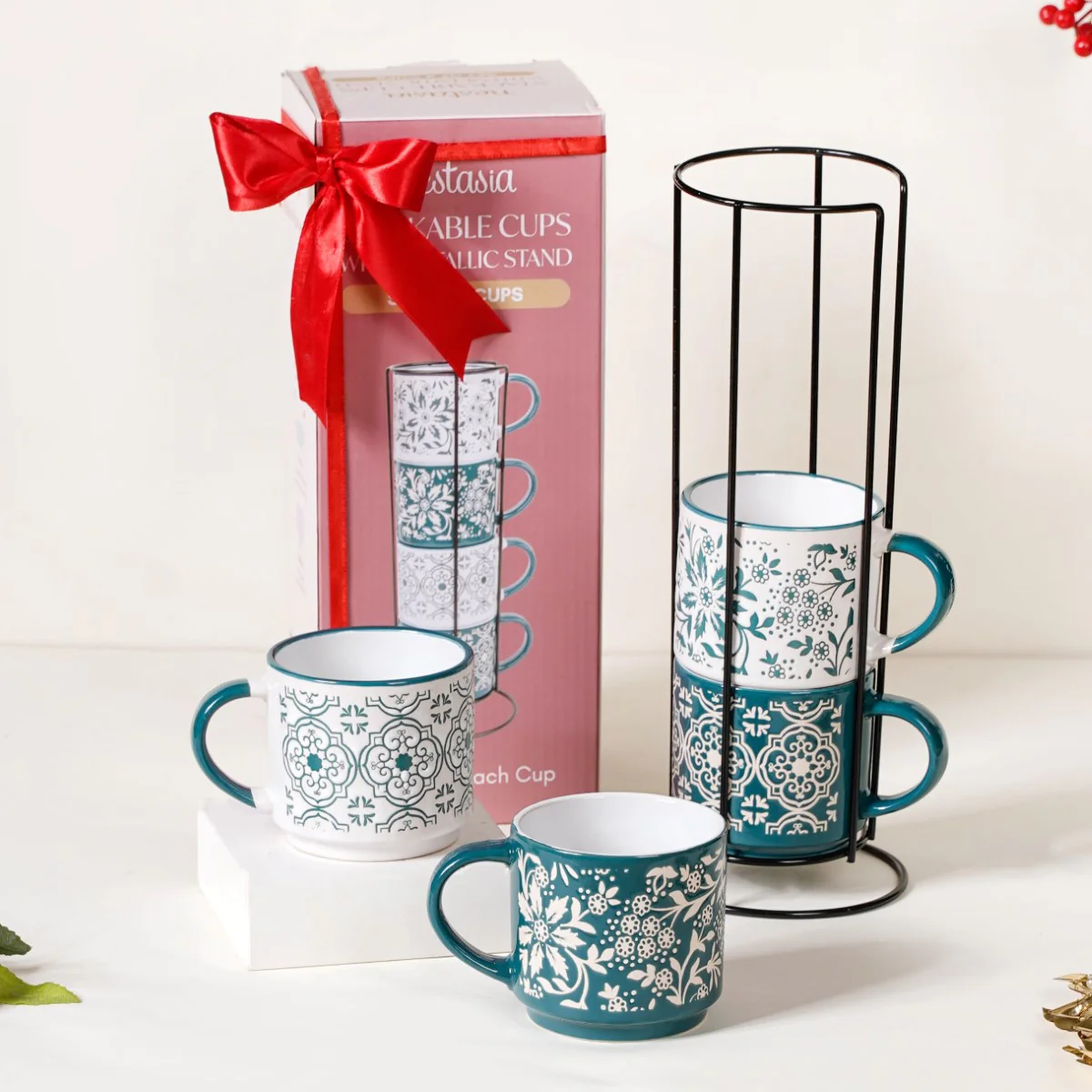 Stackable Teacup And Ornaments Gift Set Of 7 - Image 4