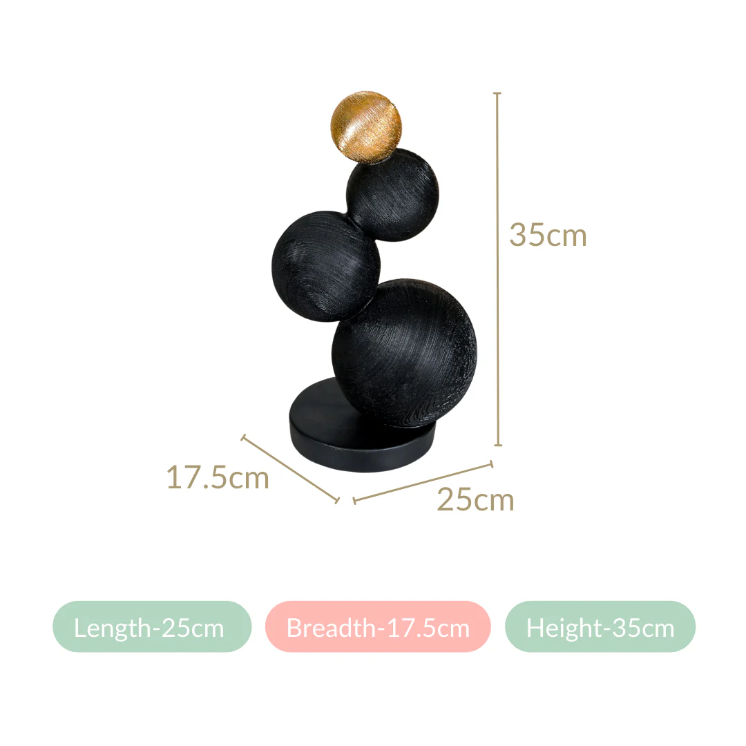 Stacked Modern Sphere Sculpture Black And Gold - Image 5