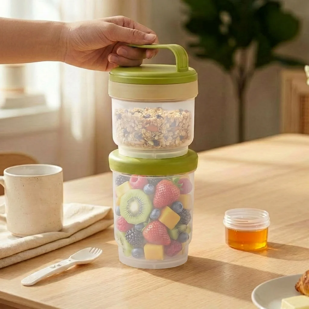 Stacko Breakfast Salad Box With Dressing Cup Green 1020ml - Image 2