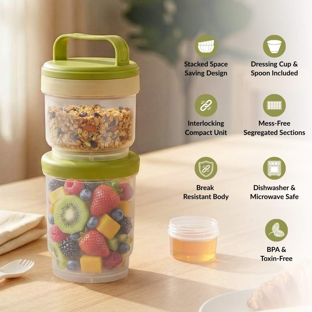 Stacko Breakfast Salad Box With Dressing Cup Green 1020ml - Image 3