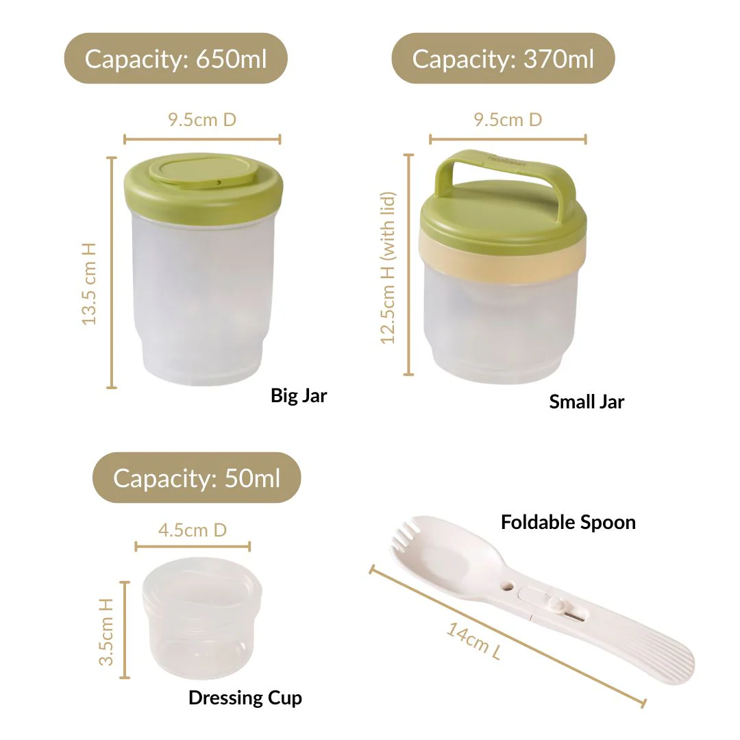 Stacko Breakfast Salad Box With Dressing Cup Green 1020ml - Image 4