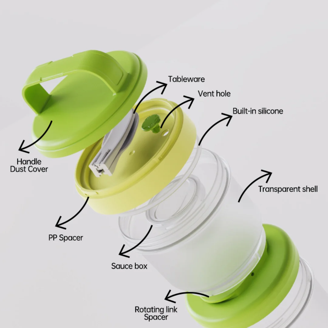 Stacko Breakfast Salad Box With Dressing Cup Green 1020ml - Image 6