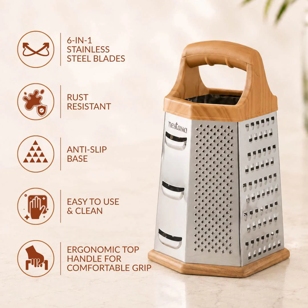 Stainless Steel 6 Sided Grater - Image 2