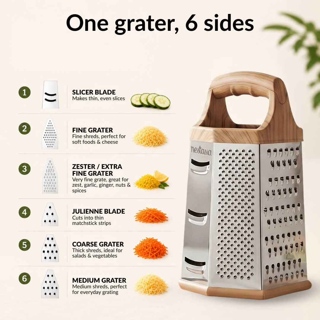 Stainless Steel 6 Sided Grater - Image 5
