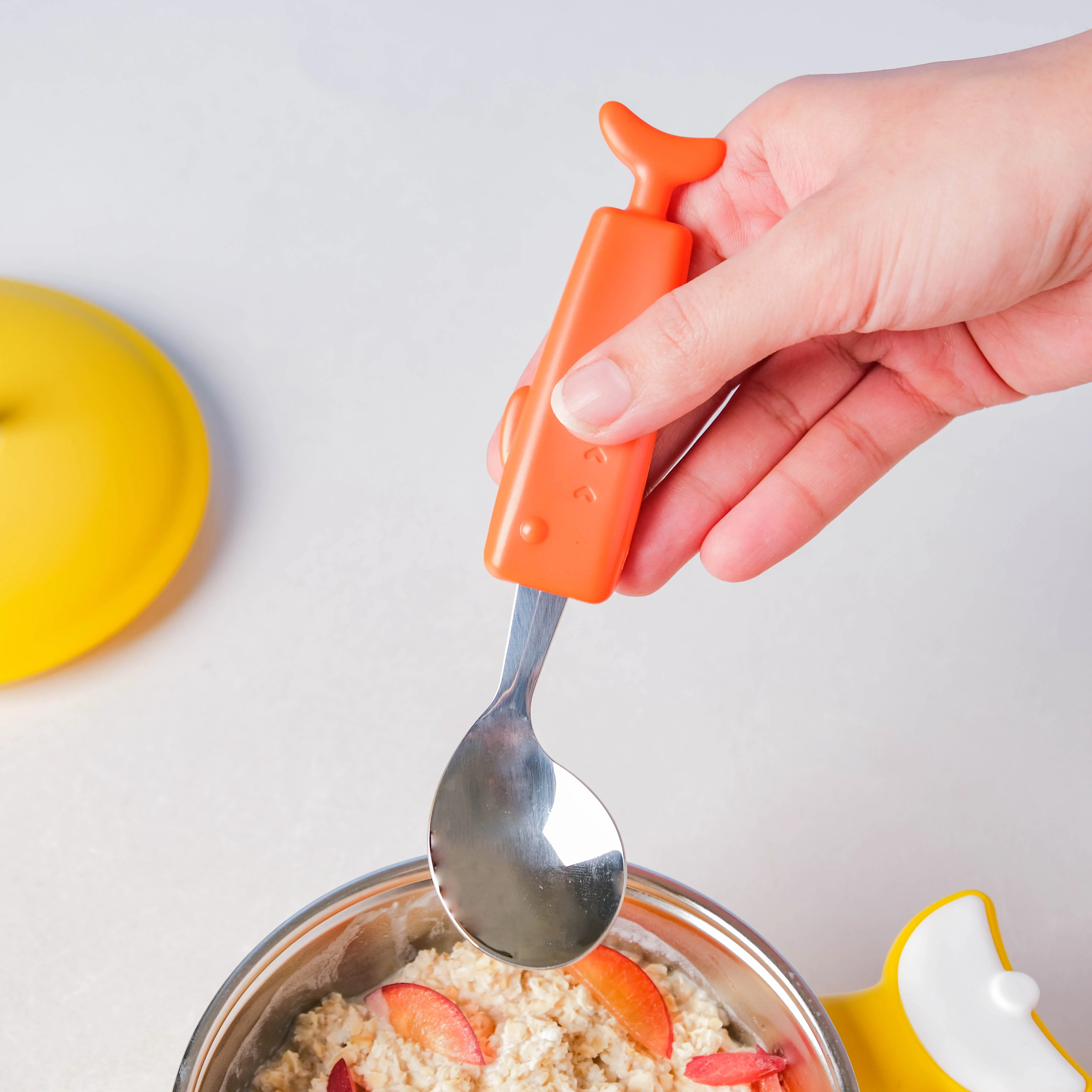 Stainless Steel Kids Feeding Spoon Orange - Image 2