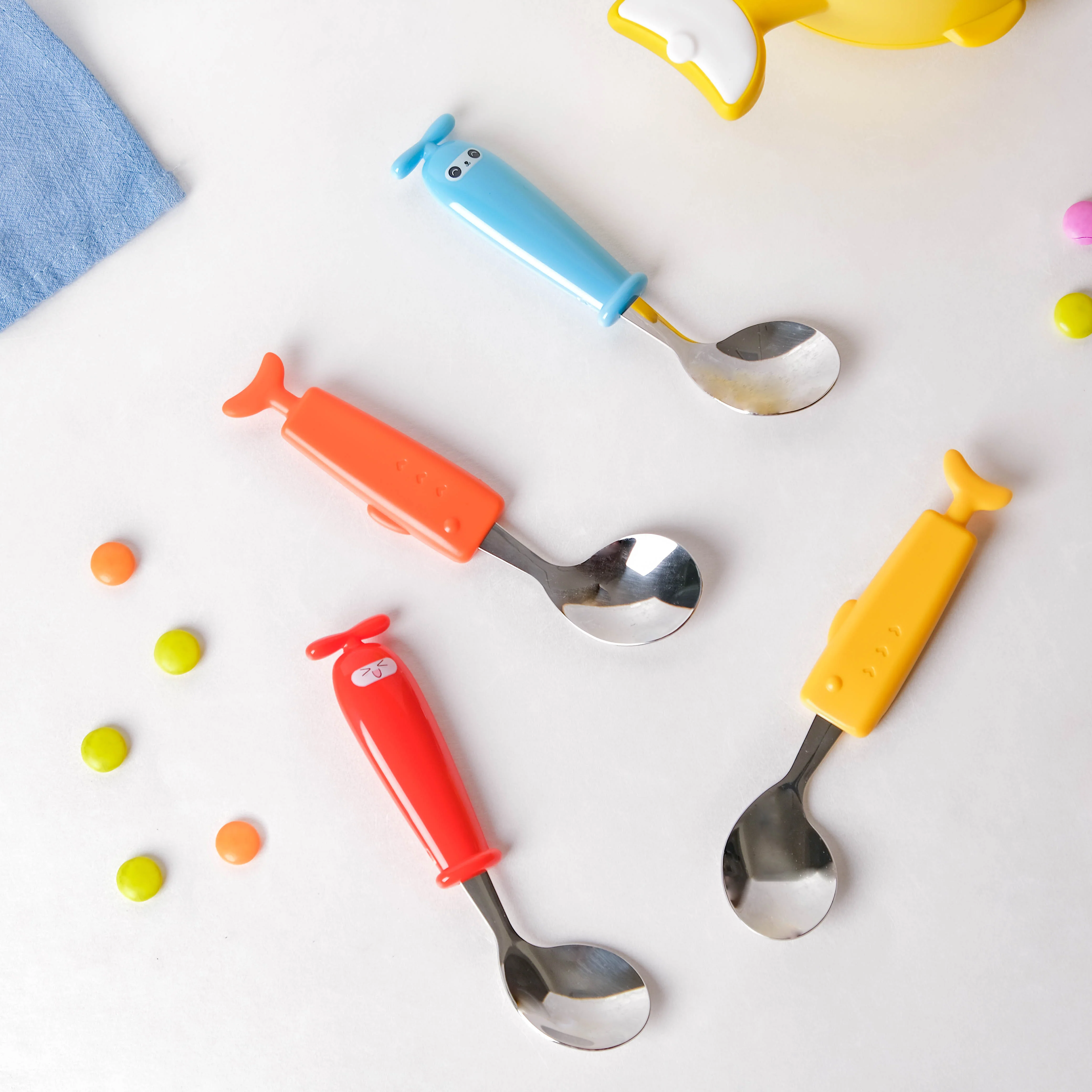 Stainless Steel Kids Feeding Spoon Red - Image 6