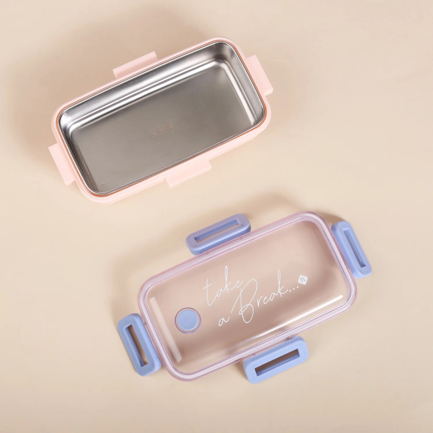 Stainless Steel Lunch Box For Office Small Pink 530ml - Image 12