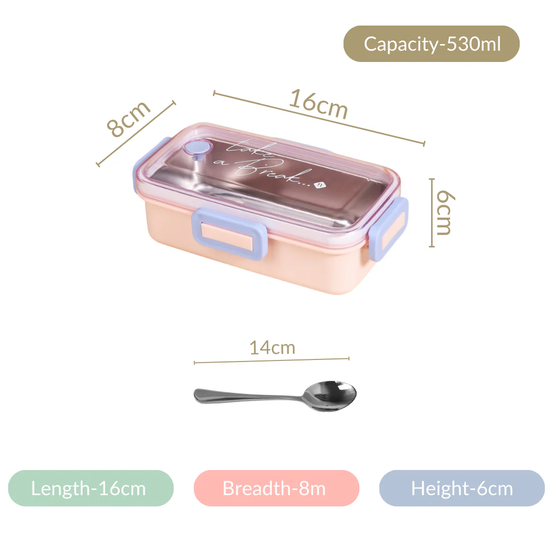 Stainless Steel Lunch Box For Office Small Pink 530ml - Image 23