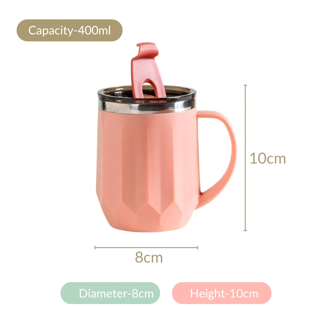 Stainless Steel Mug With Lid Set Of 2 Pink 400ml - Image 8