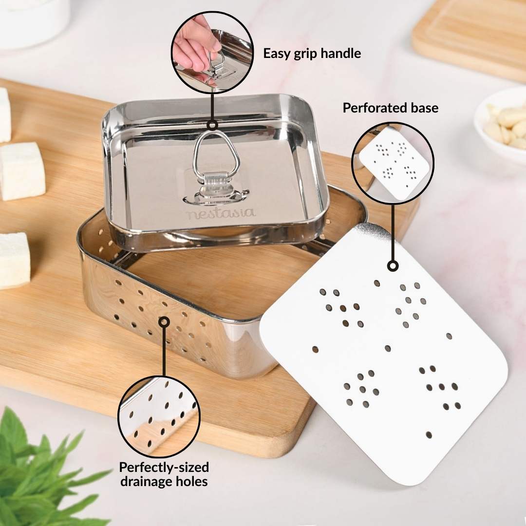 Stainless Steel Paneer Maker And Chopping Board Set Of 2 - Image 6
