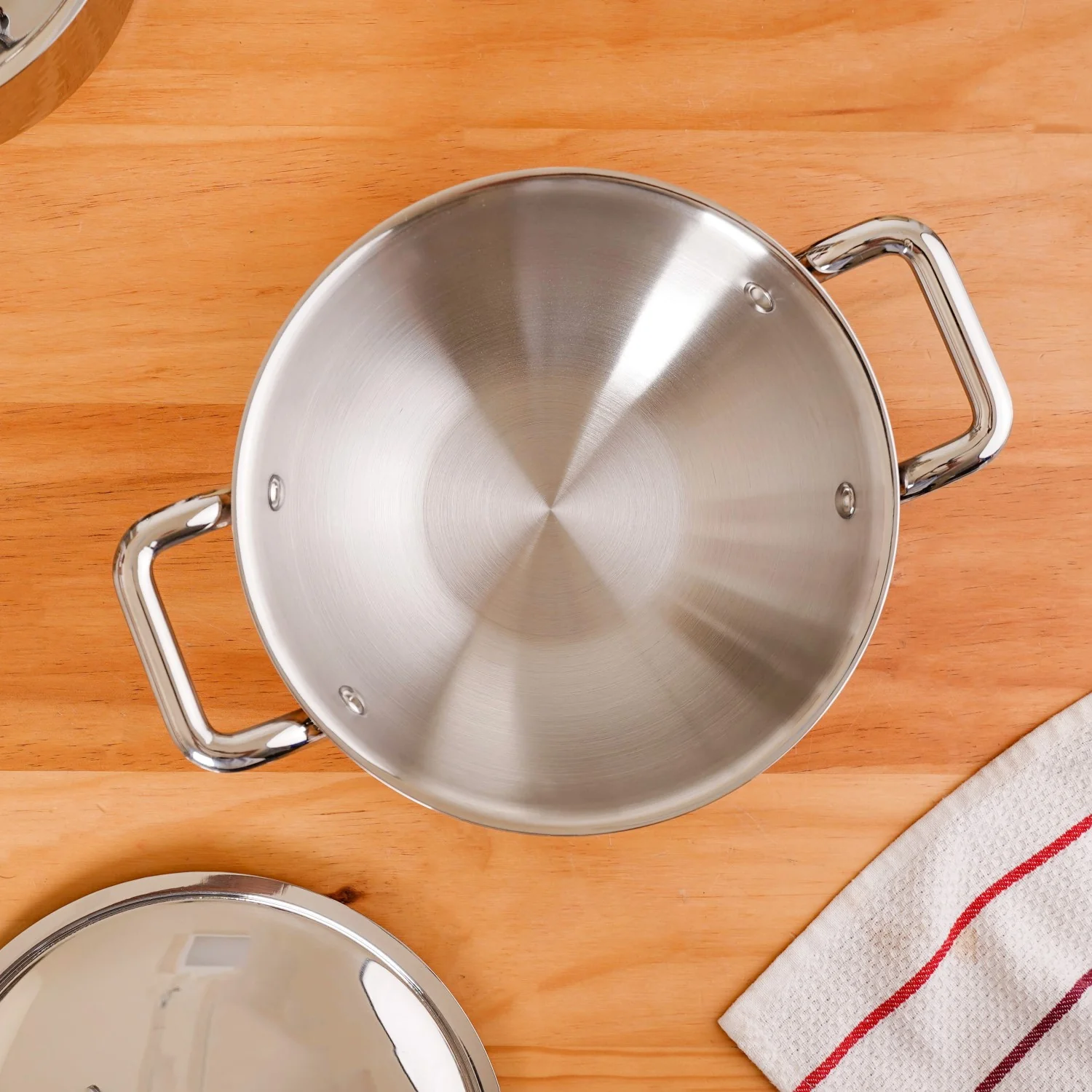 Stainless Steel Tri Ply Kadai With Lid 3000ml - Image 8