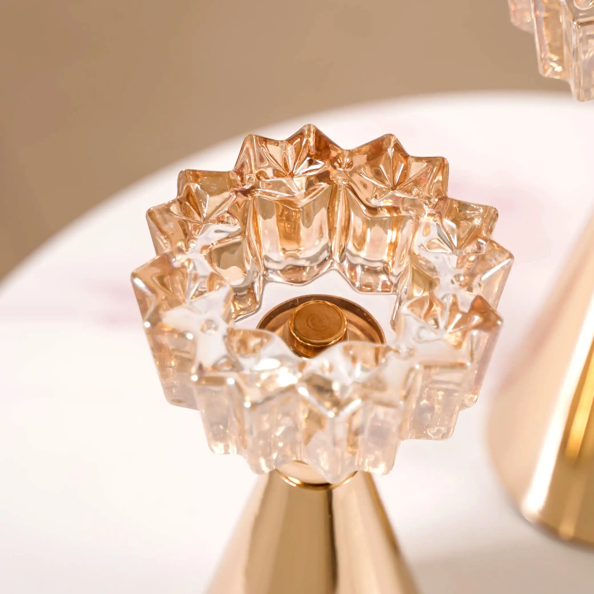 Star Crystal Gold Candle Holder Set Of 2 - Image 3