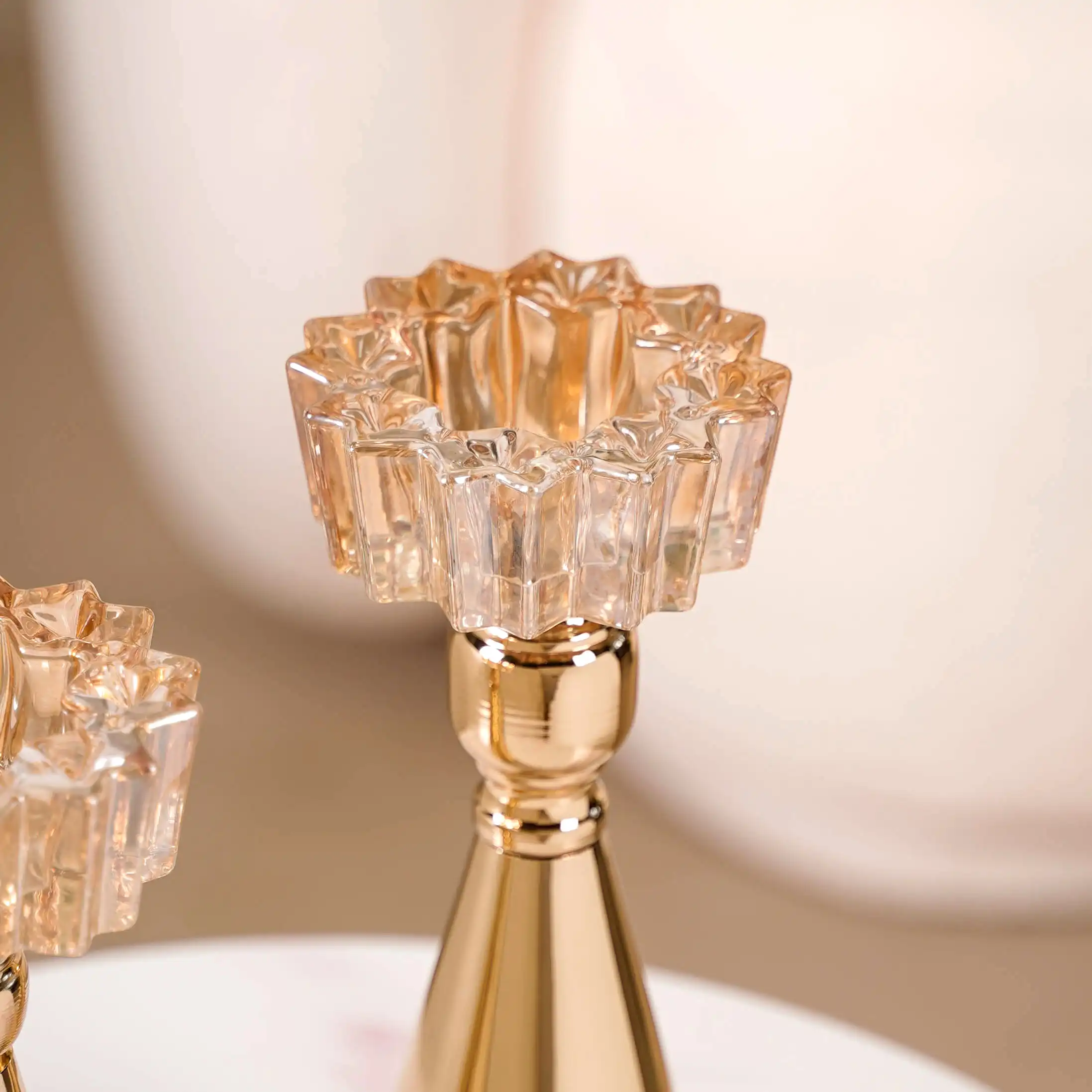 Star Crystal Gold Candle Holder Set Of 2 - Image 9