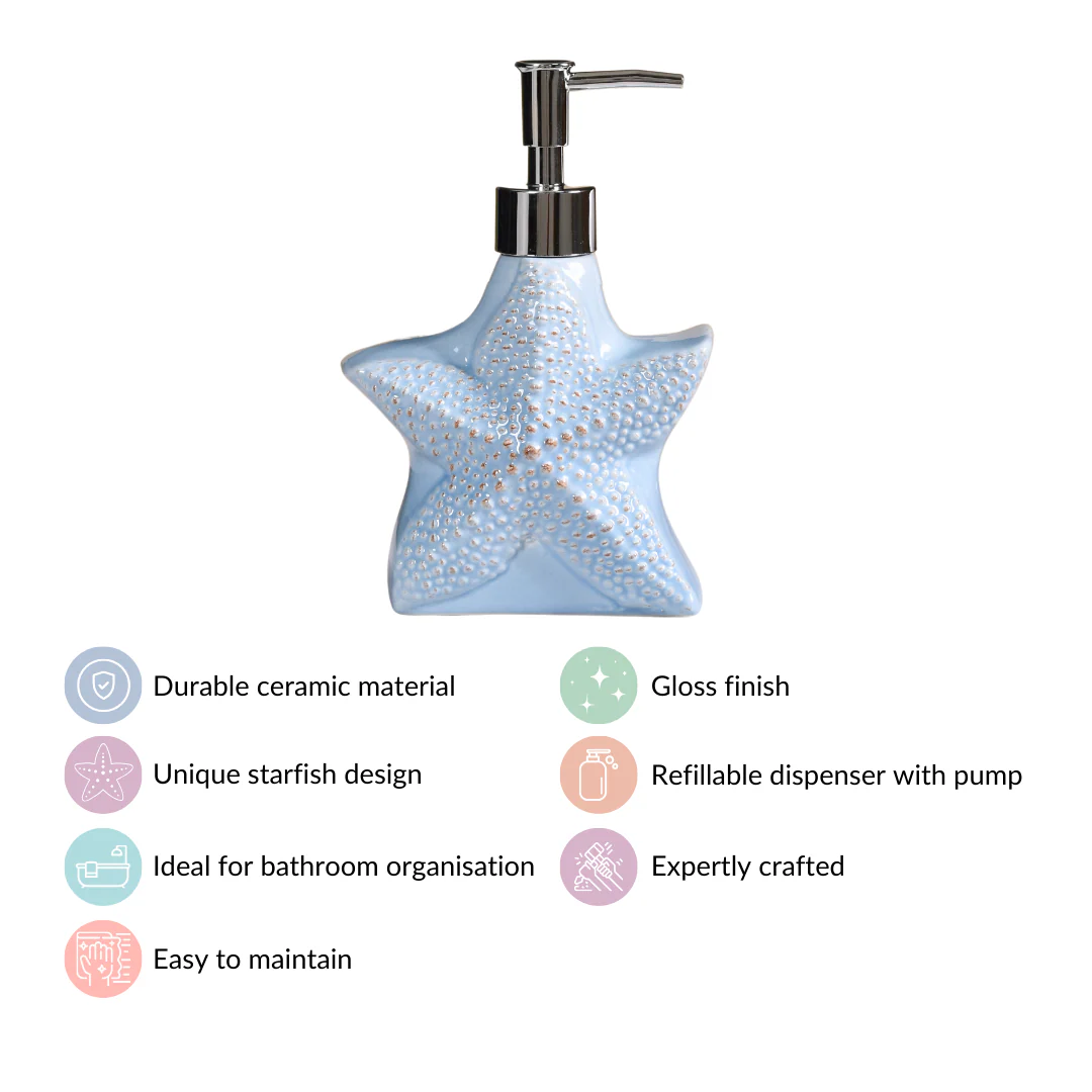 Starfish Ceramic Soap Dispenser Blue - Image 4