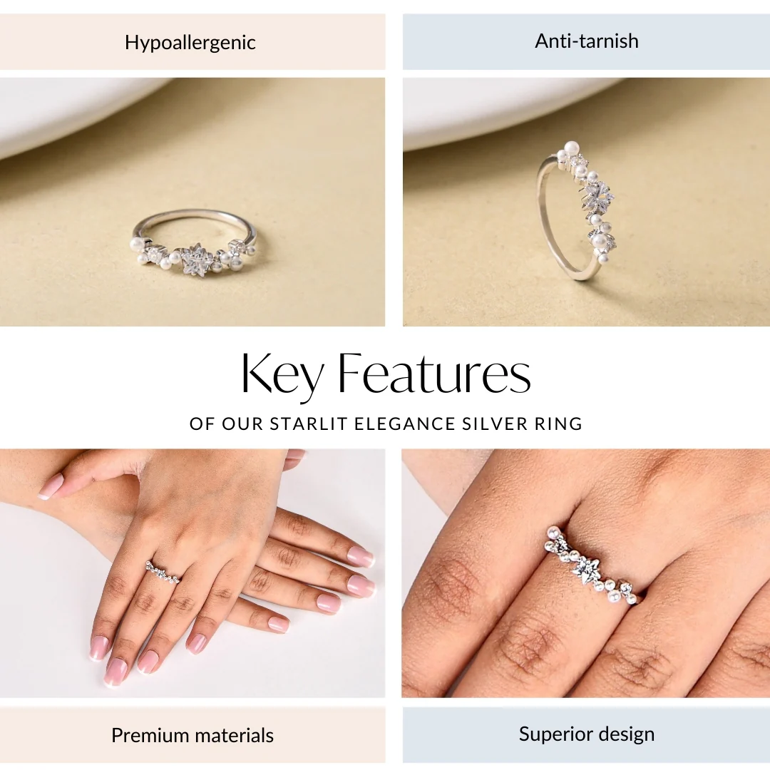 Starlit Elegance Silver Ring - Image 4