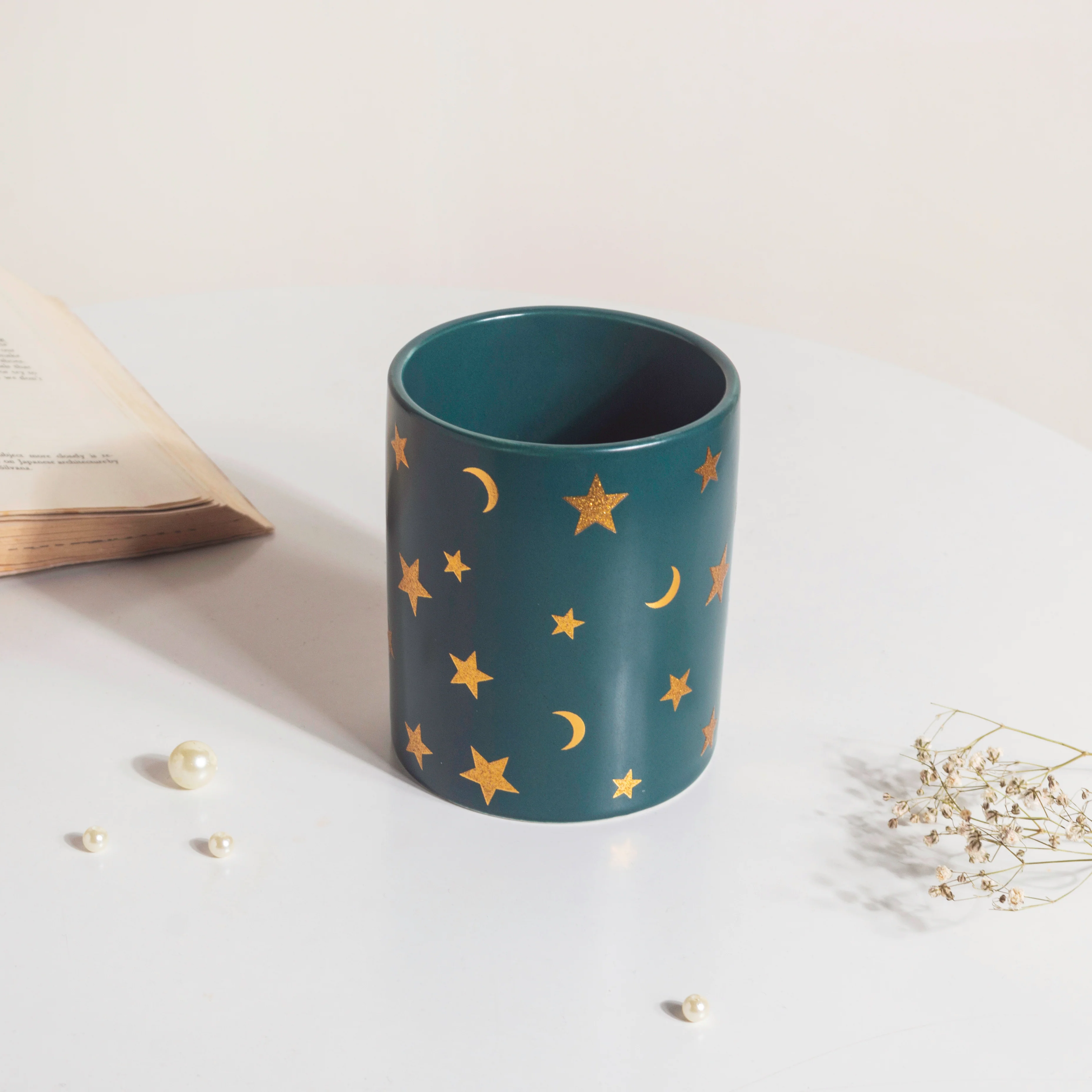 Stars and Moons Green Ceramic Organiser - Image 4