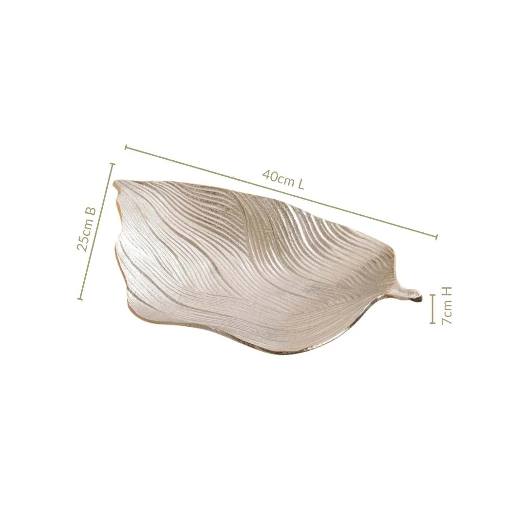 Statement Leaf Table Decorative Tray Silver - Image 5