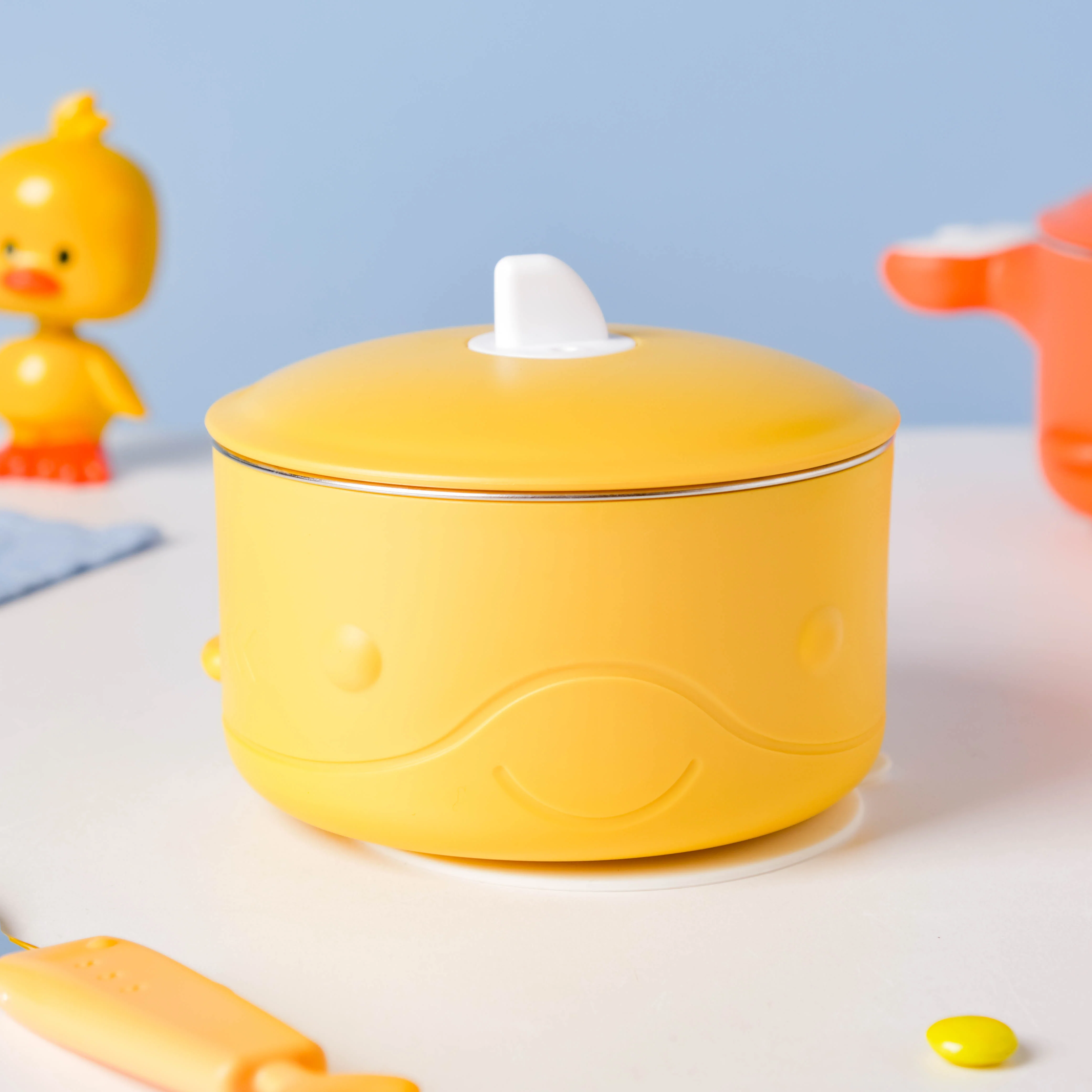 Stay Warm Steel Bowl With Suction Base Yellow 350 ml - Image 13