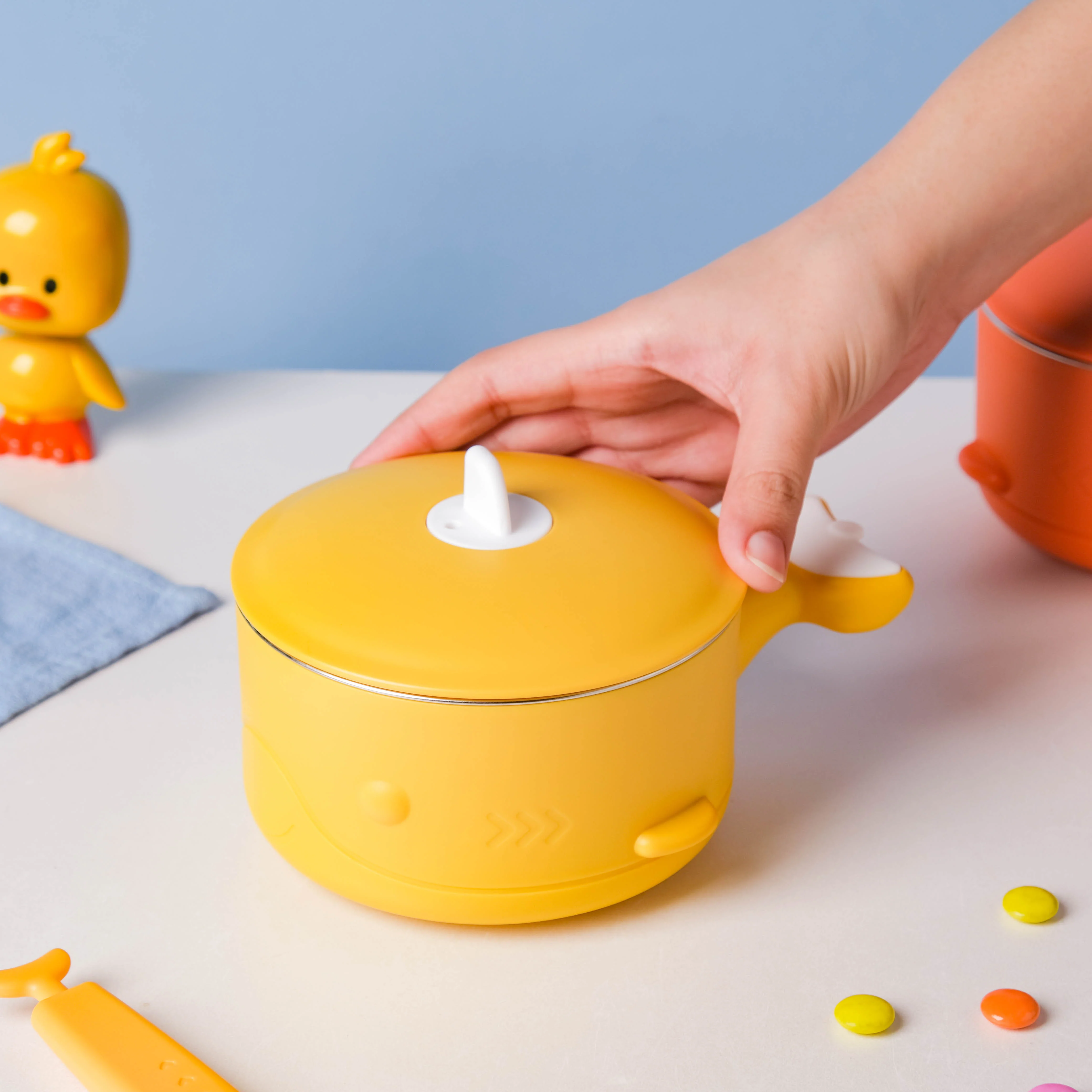 Stay Warm Steel Bowl With Suction Base Yellow 350 ml - Image 9