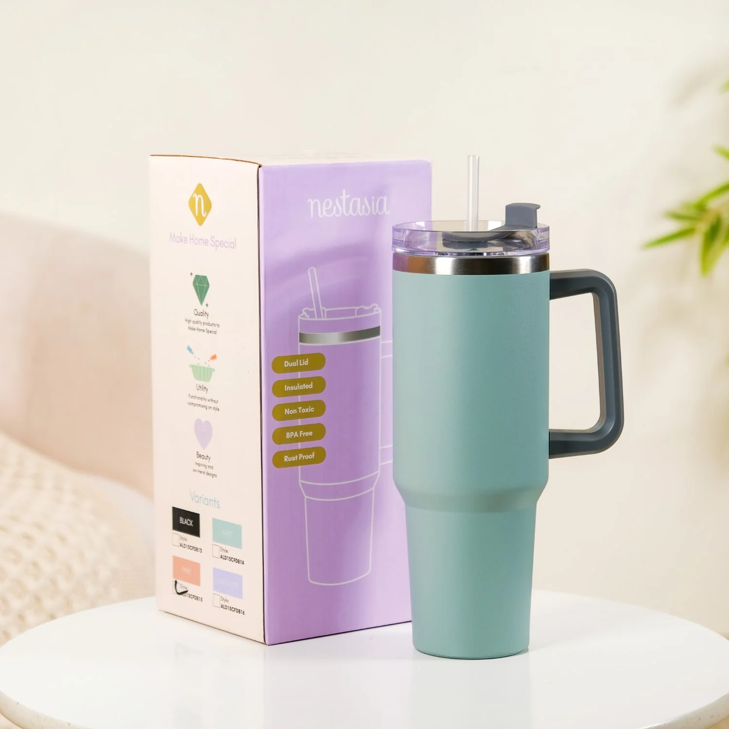 Steel Drink Bottle With Handle For Travel Leakproof Insulated Green 1200ml - Image 12