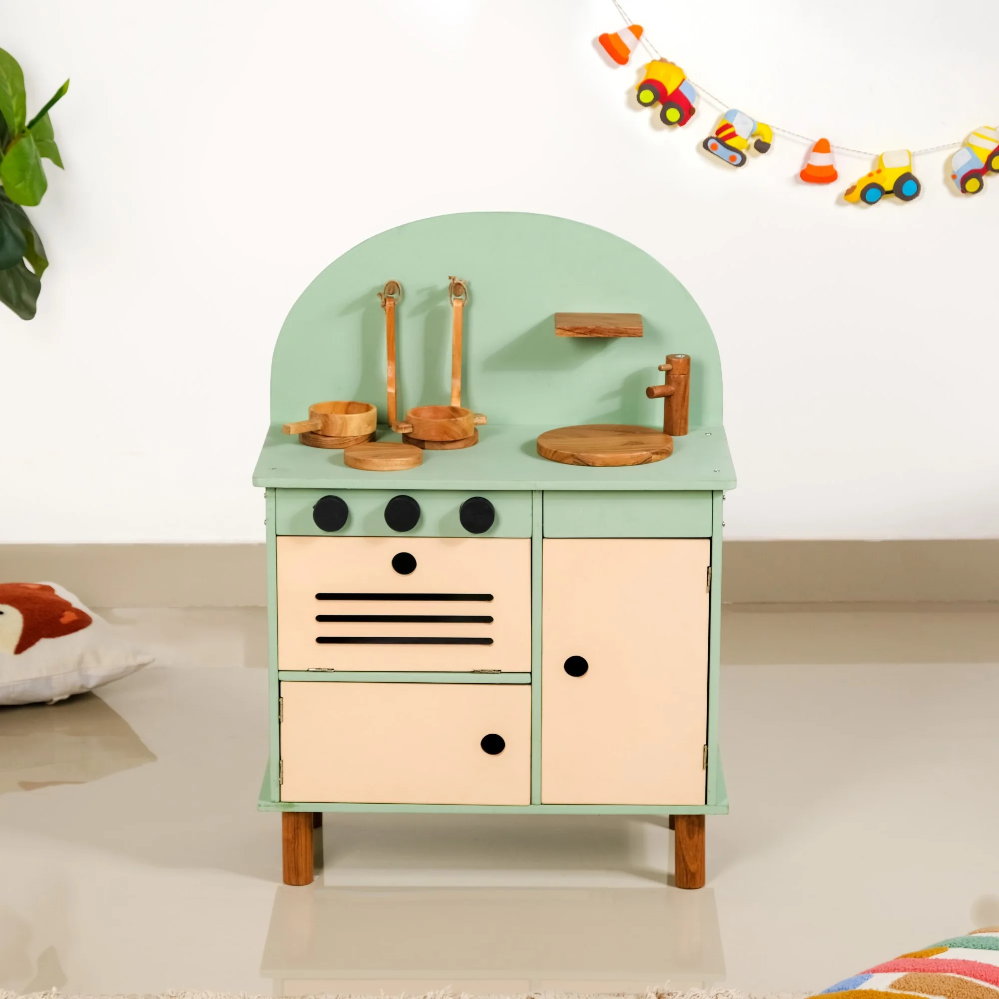 Stimulation Wooden Play Kitchen Set With Utensils - Image 2