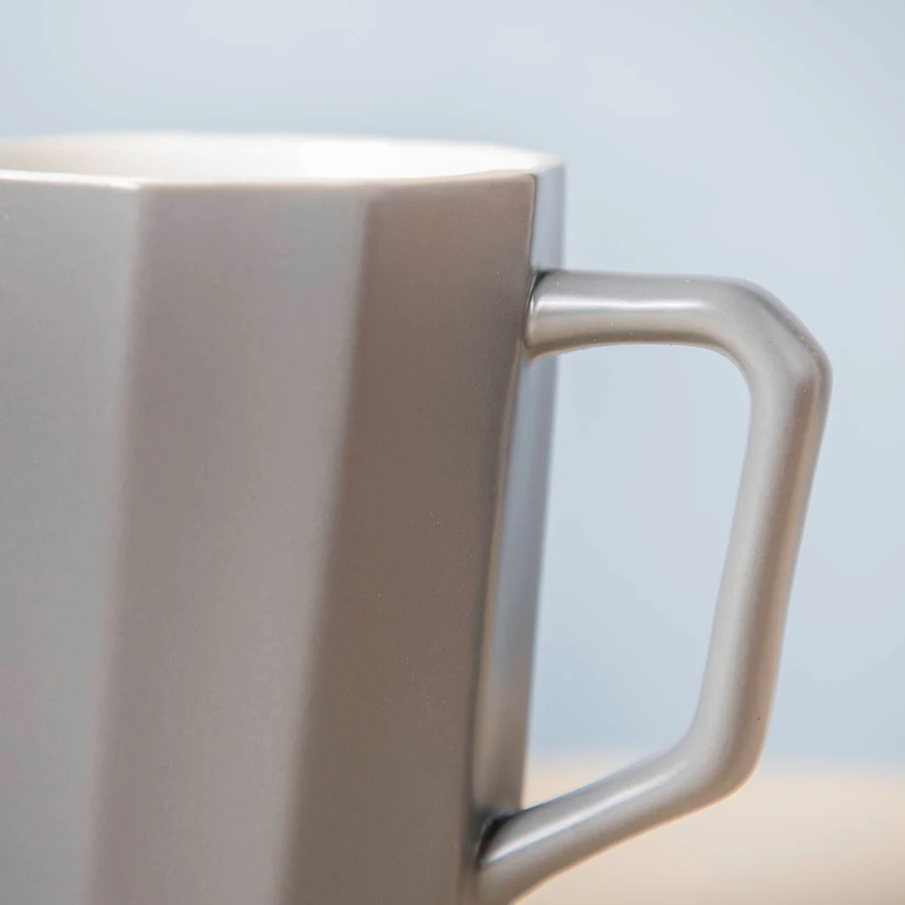 Stone Grey Ribbed Cup 350 ml - Image 4