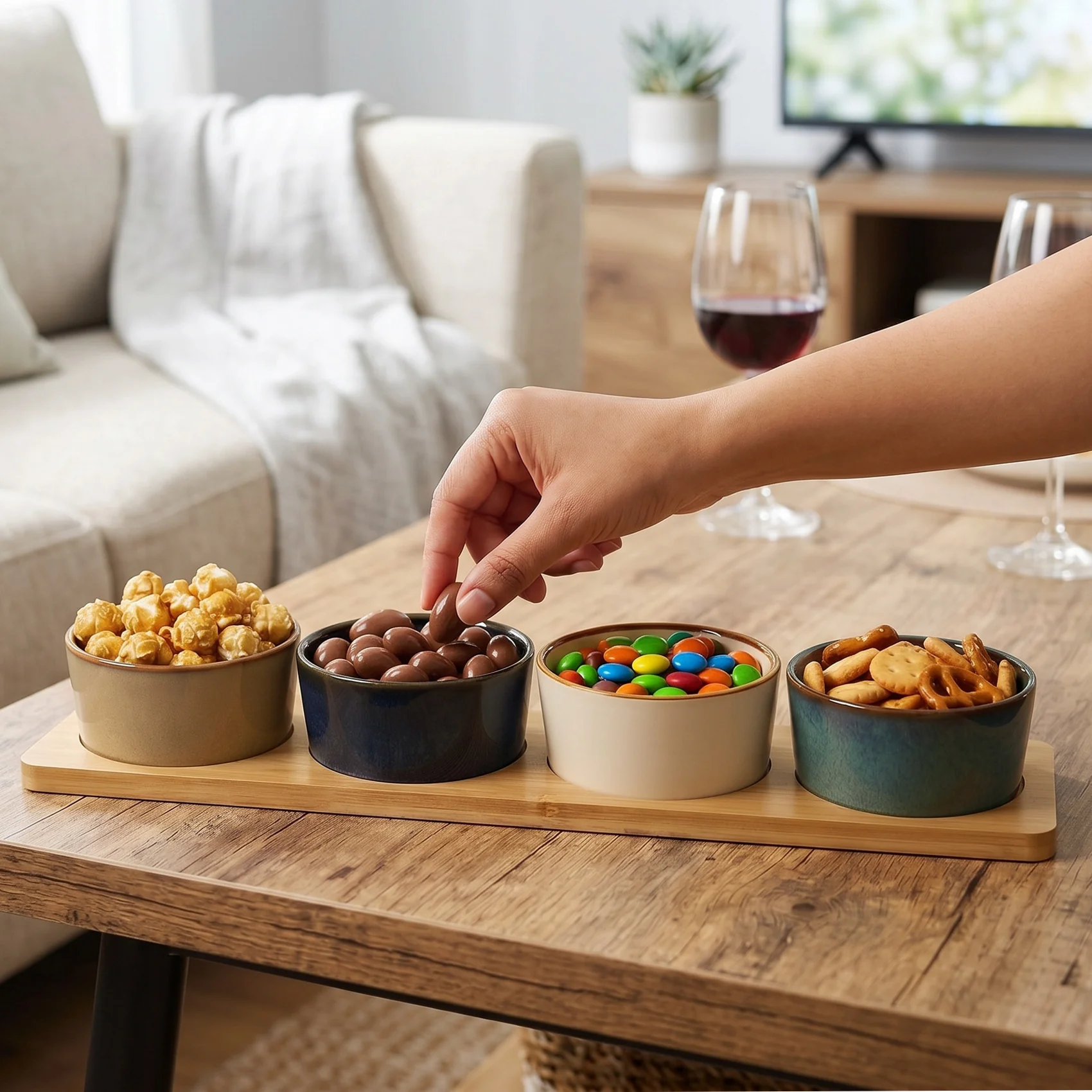 Stoneware Bowl Platter Set Of 5 - Image 2
