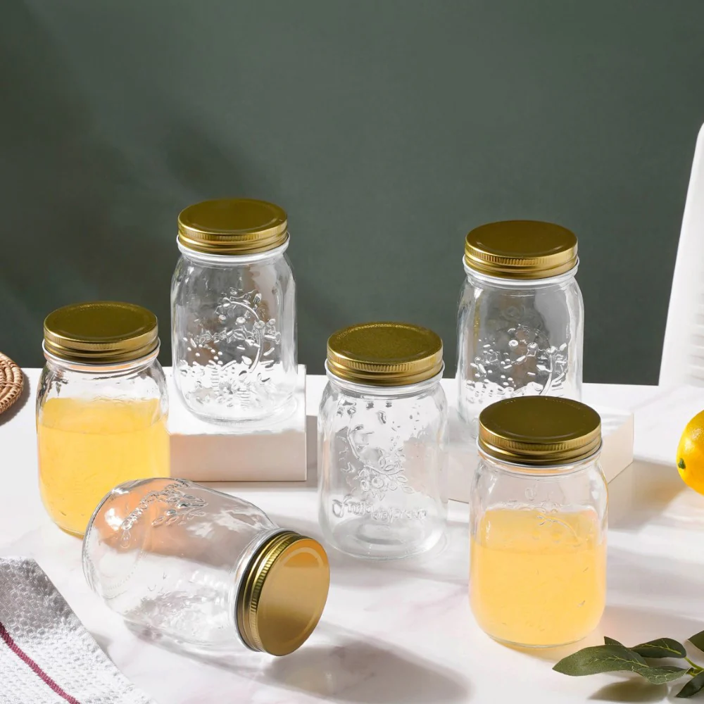 Storage Glass Jar With Gold Lid Set Of 6 450ml - Image 13