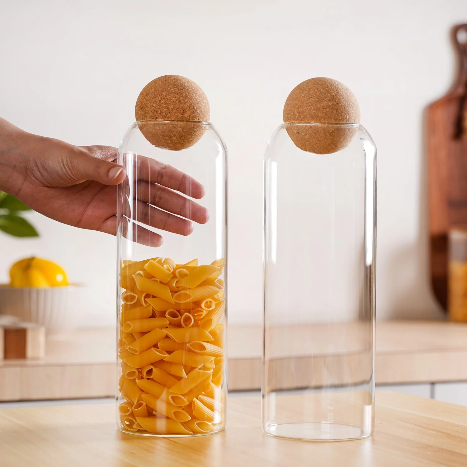 Storage Glass Jars with Cork Ball Lids Set of 2 1300ml - Image 2