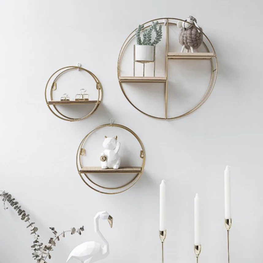 MERRY Round Metal & Wood Rack - Gold - Image 2