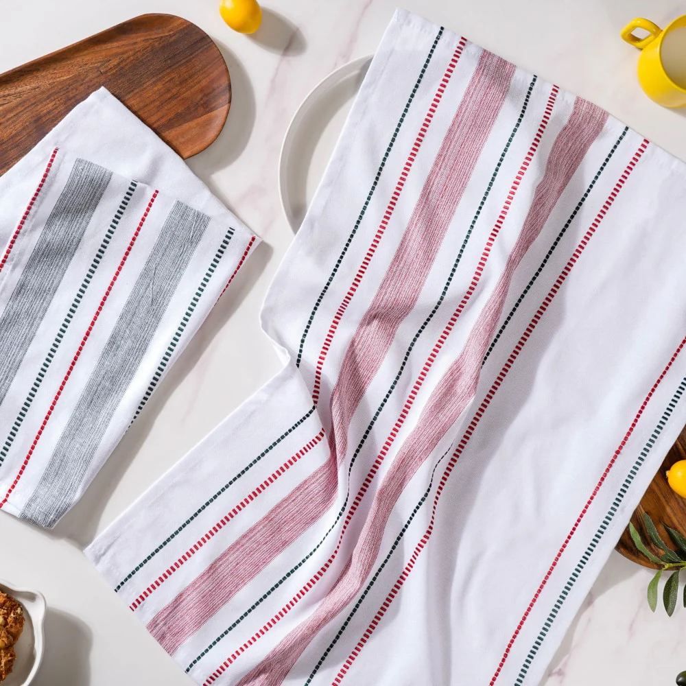 Striped Cotton Kitchen Towel Set Of 2 - Image 4