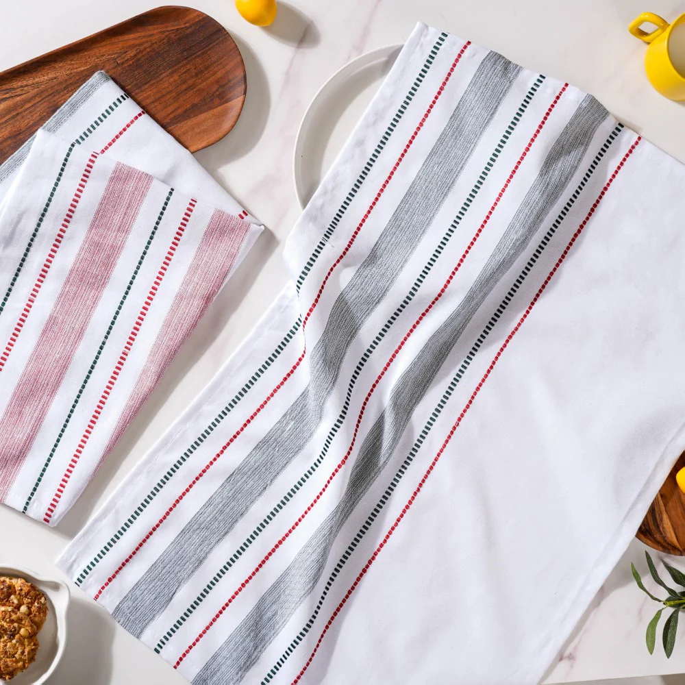 Striped Cotton Kitchen Towel Set Of 2 - Image 7
