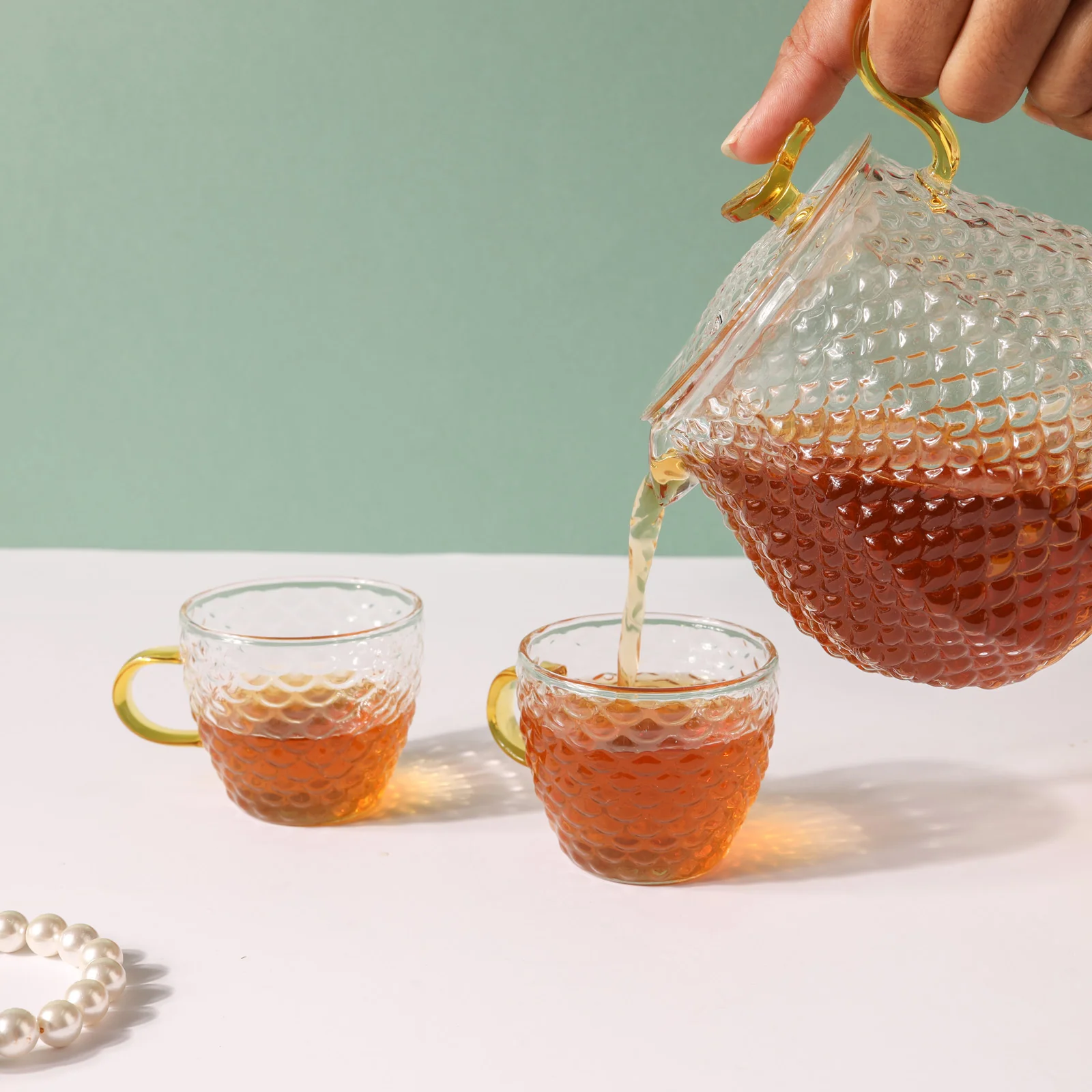 Stylish Glass Tea Set of 5 - Image 10