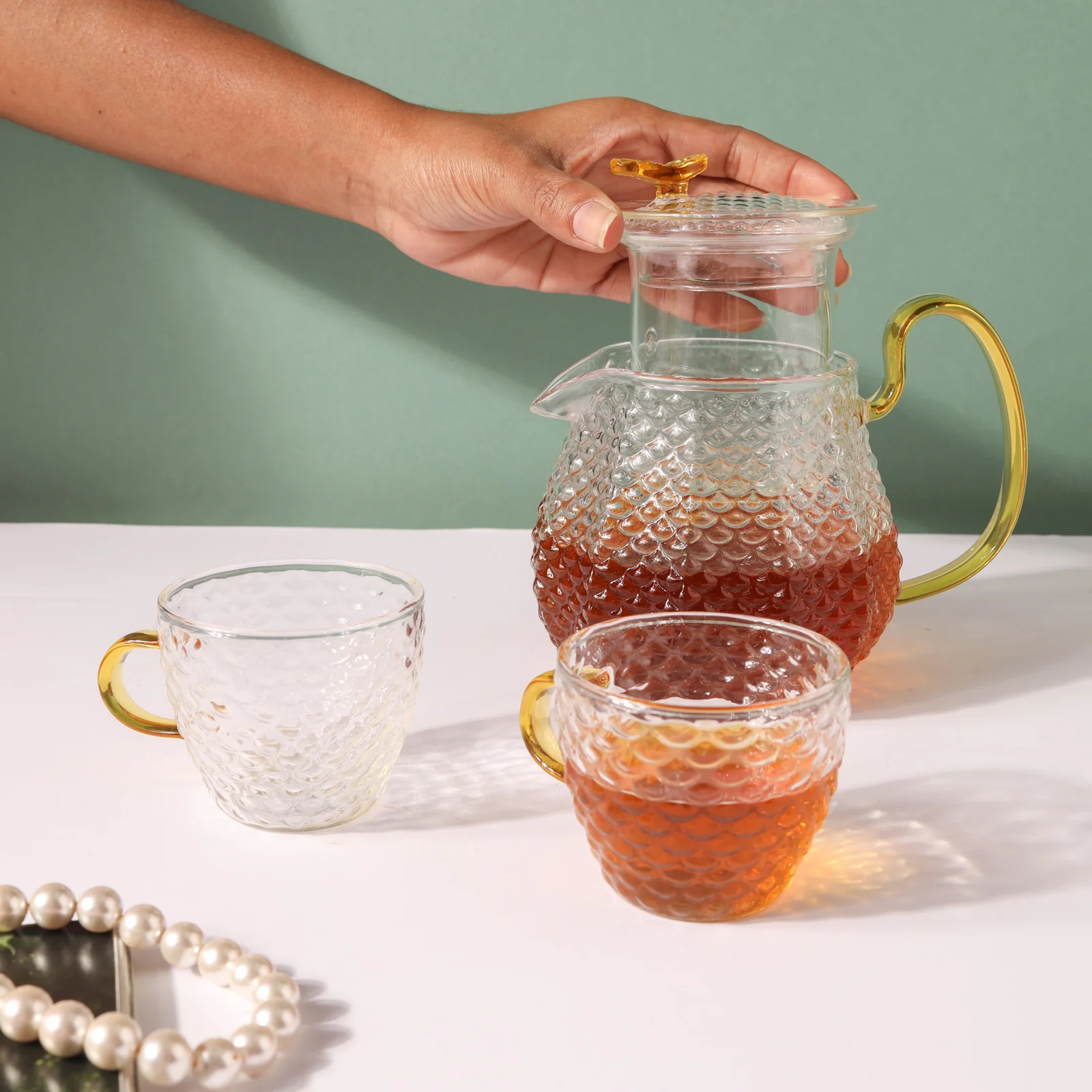 Stylish Glass Tea Set of 5 - Image 9