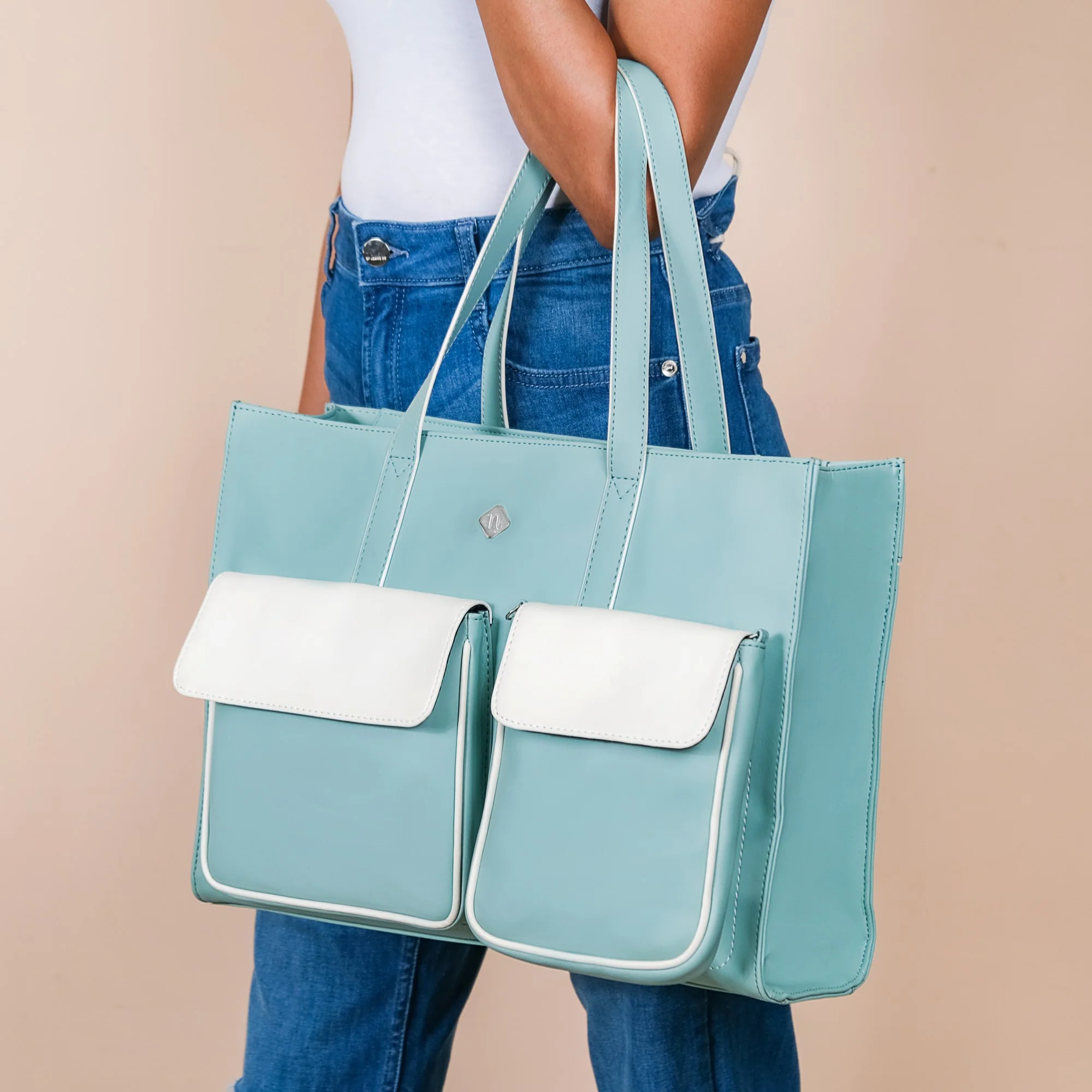 Stylish Travel Tote Bag Turquoise - Image 5
