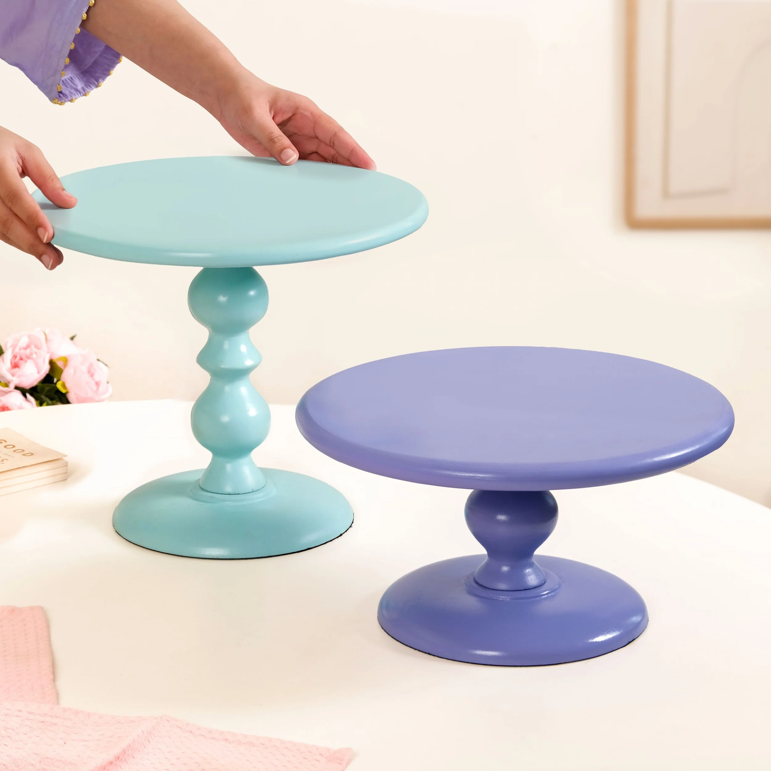 Sugar Pop Cake Stand Set Of 2 Purple And Blue - Image 2