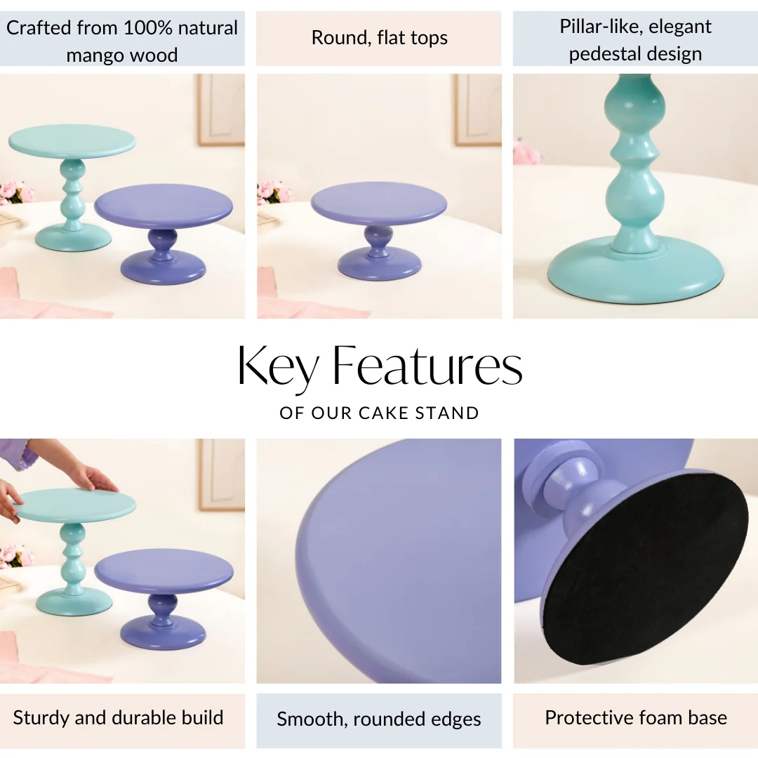 Sugar Pop Cake Stand Set Of 2 Purple And Blue - Image 4