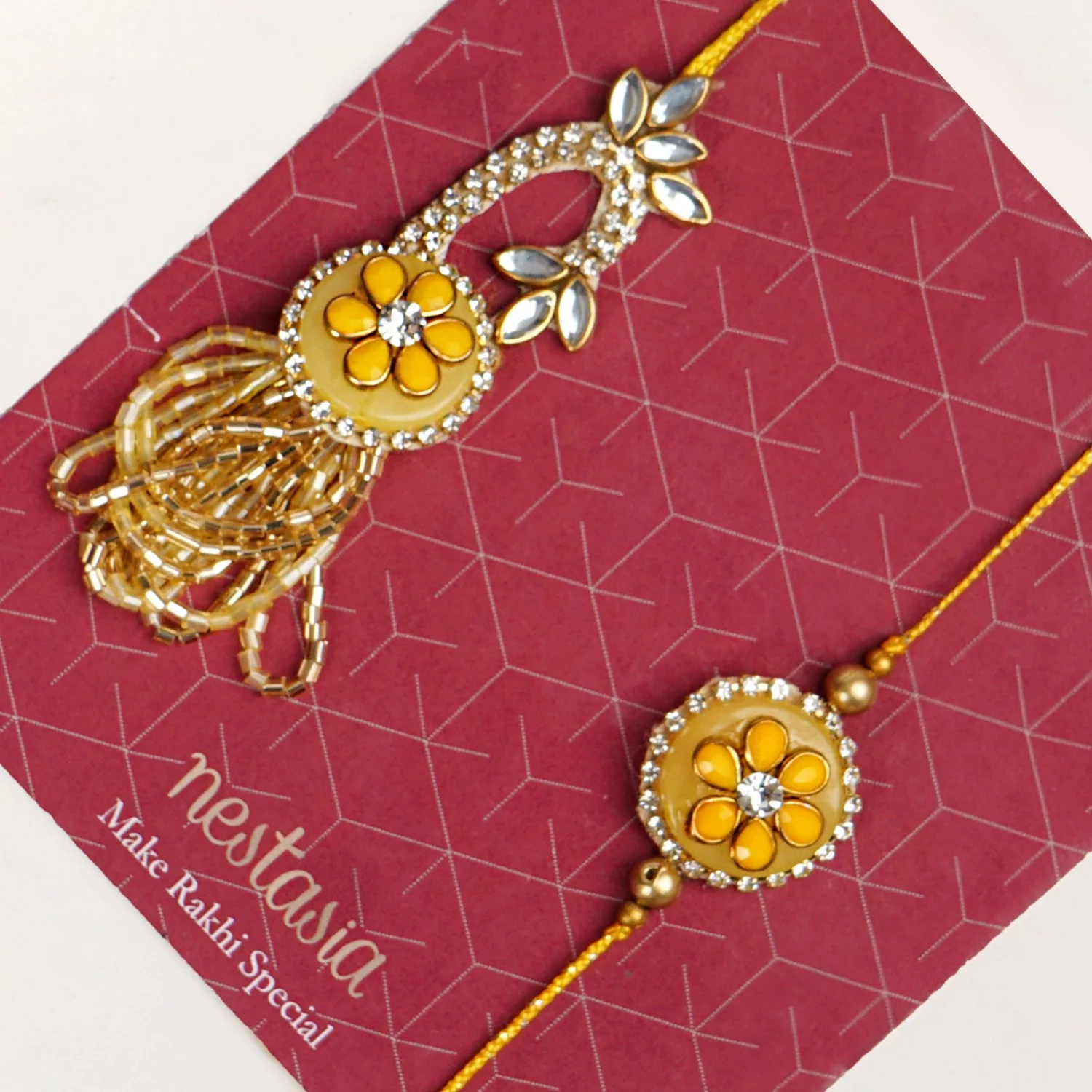 Sunflower Yellow Rakhi Lumba Set - Image 2