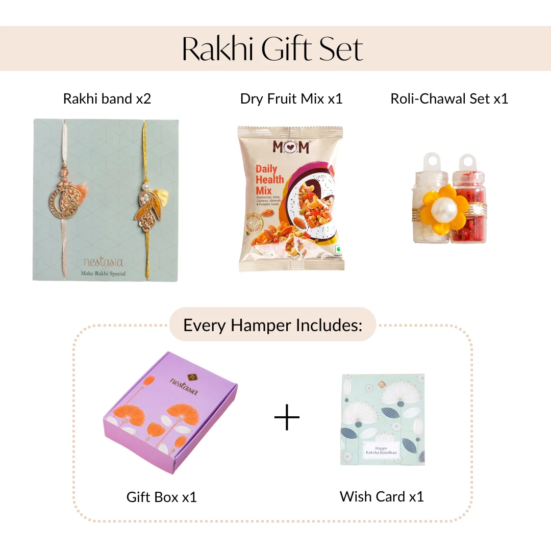Sunshine Bloom Set Of 2 Rakhi Gift Set - Image 4
