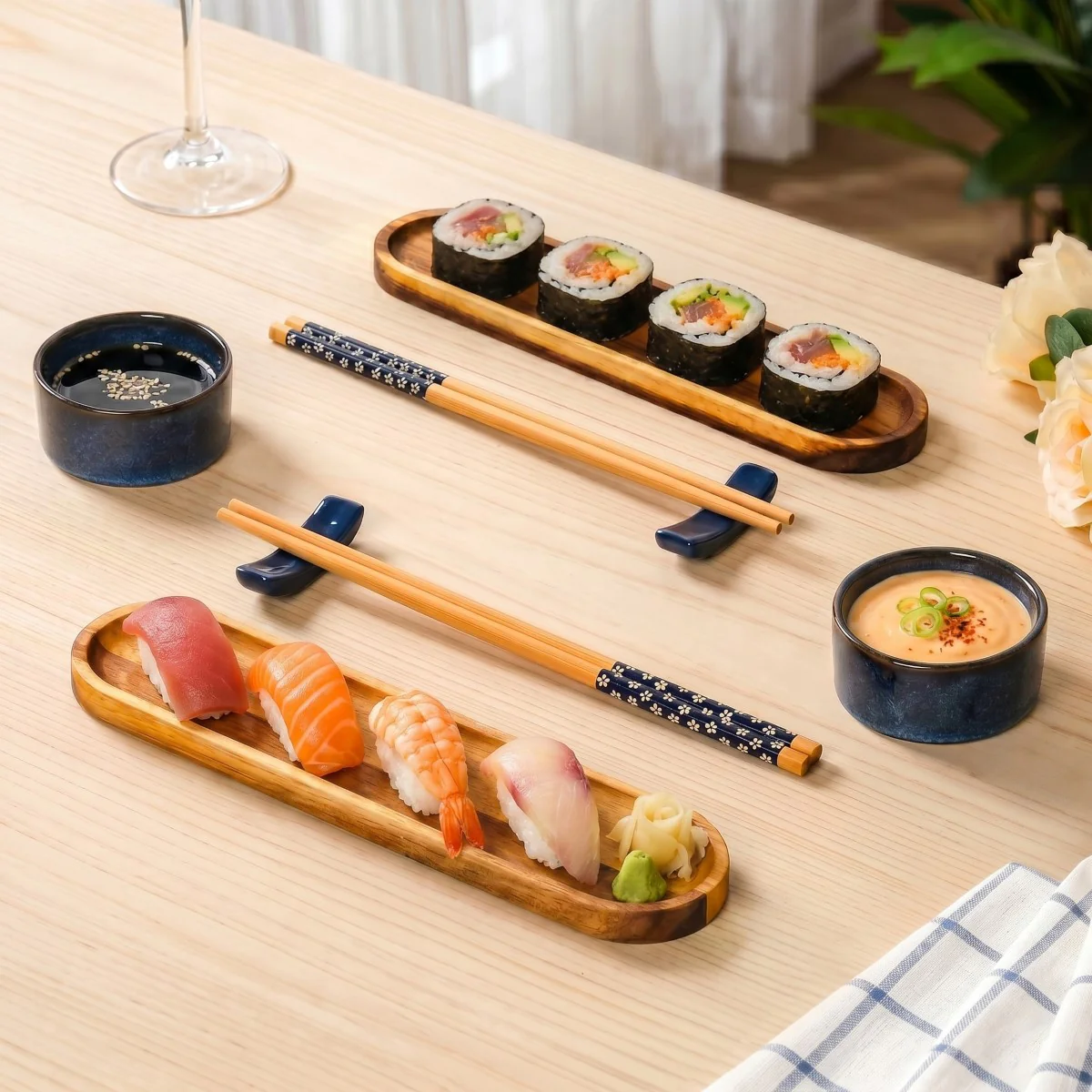 Sushi Platter With Bowl Chopstick And Holder Set Of 8 - Image 3