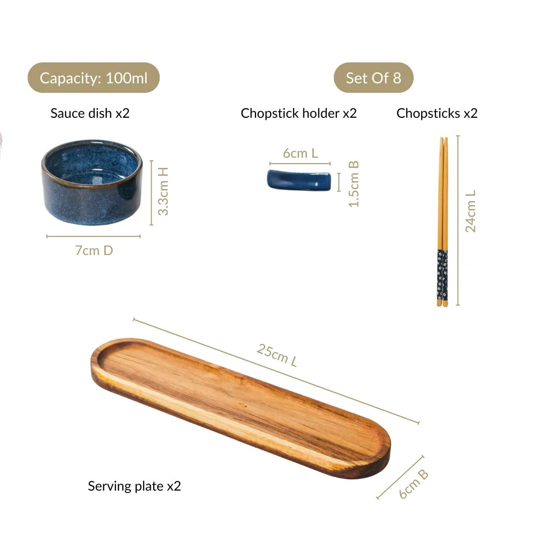 Sushi Platter With Bowl Chopstick And Holder Set Of 8 - Image 6