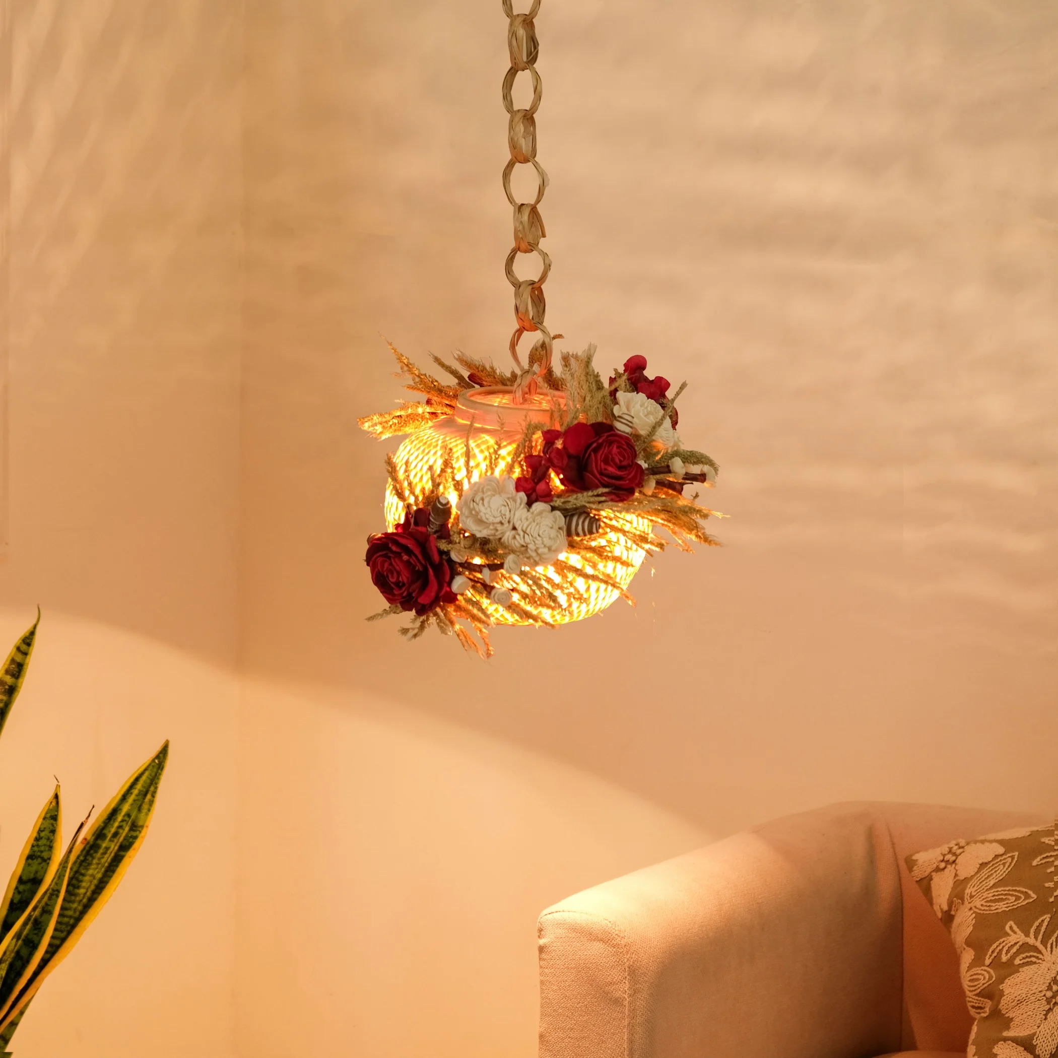 Sustainable Floral Lantern Red